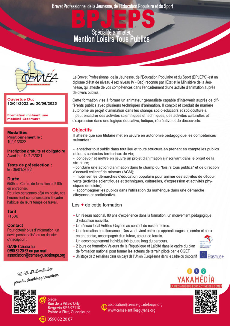BPJEPS LTP GUADELOUPE